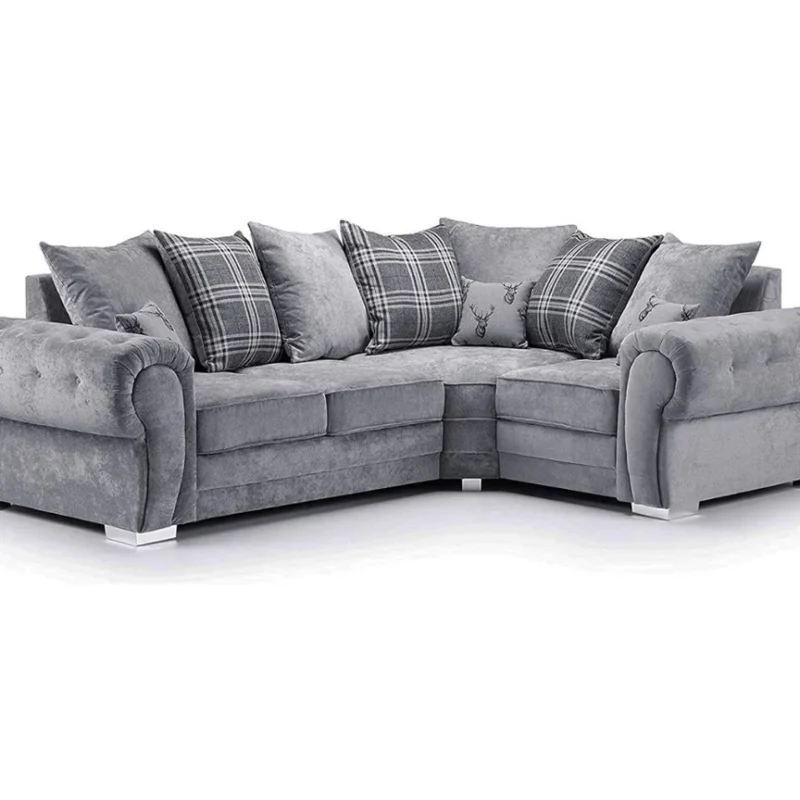 Verona Corner Sofa 4 Seater Left Hand Scatter Back Grey