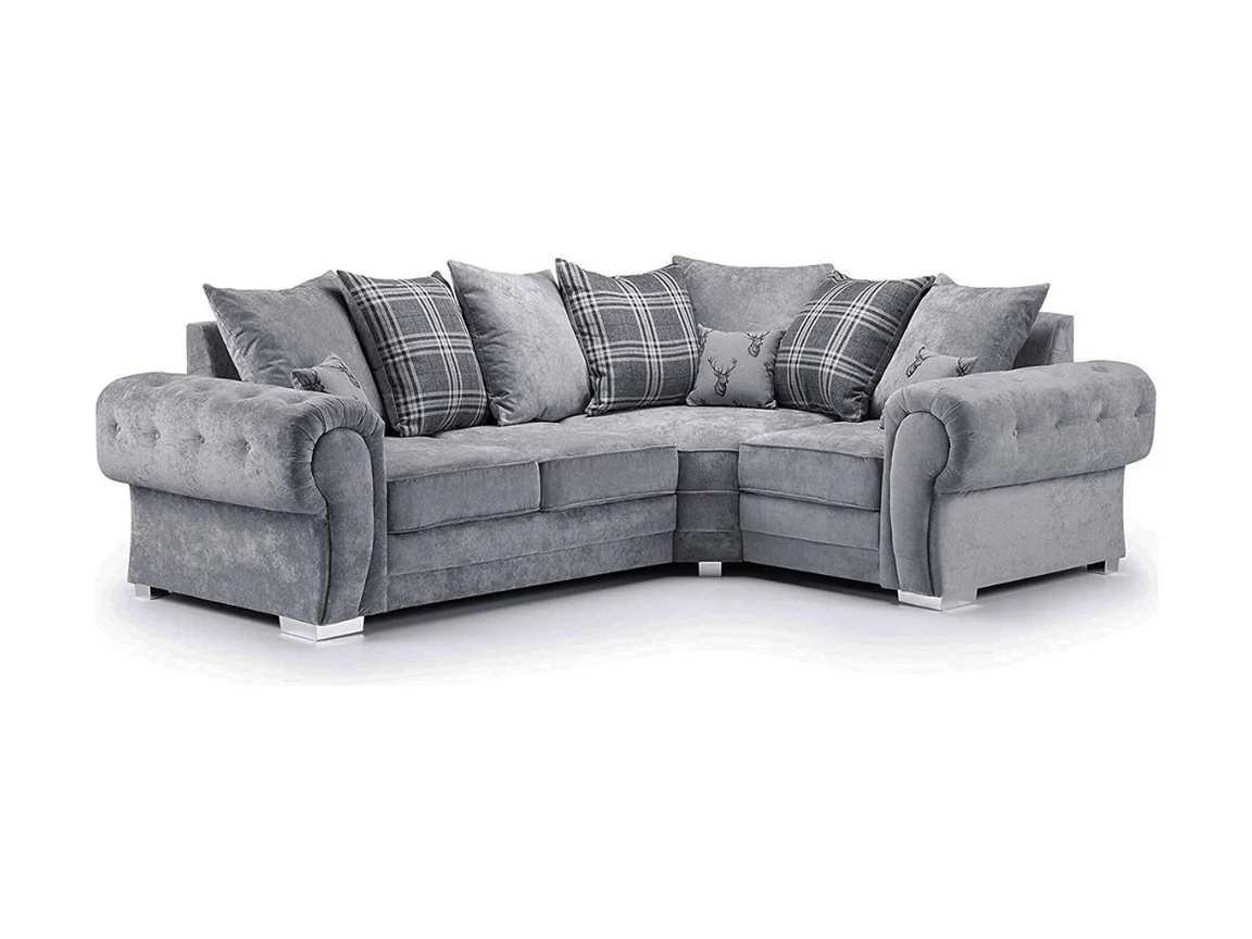 Verona Corner Sofa 4 Seater Left Hand Scatter Back Grey