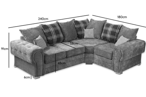 Verona Corner Sofa 4 Seater Left Hand Scatter Back Grey - Image 3
