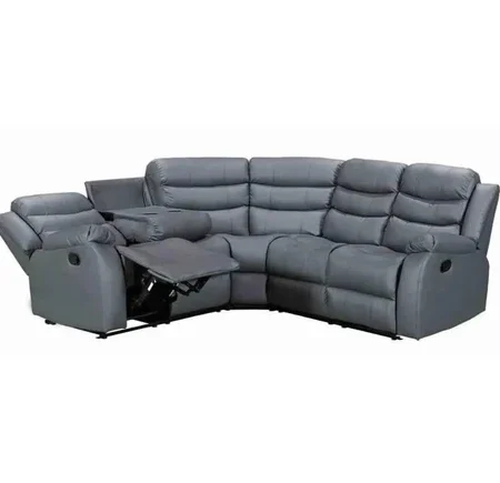 Roma Recliner Corner Sofa Grey Faux Leather