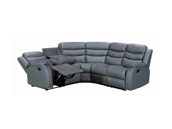 Roma Recliner Corner Sofa Grey Faux Leather
