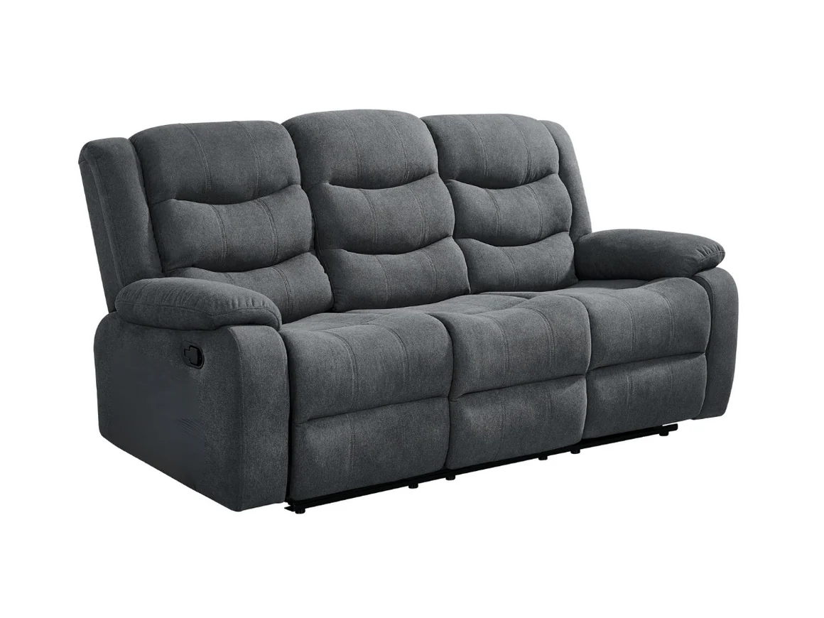 Classic 3 Seater Recliner Sofa Manual Grey Fabric - Image 8