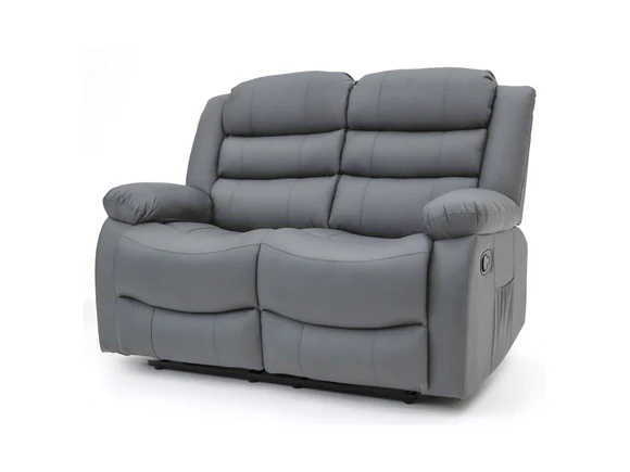 Roma Recliner 2 Seater Sofa Grey Faux Leather