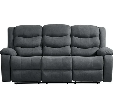 Classic 3 Seater Recliner Sofa Manual Grey Fabric