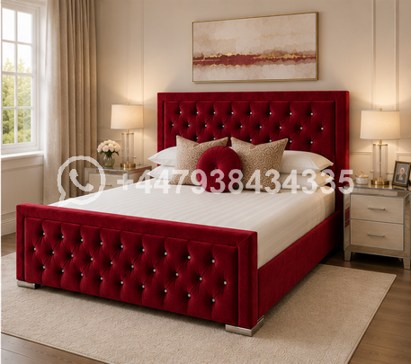 Double Bed Frame – Hilton Double Bed – Contemporary Fabric Upholstered Bed - Image 3