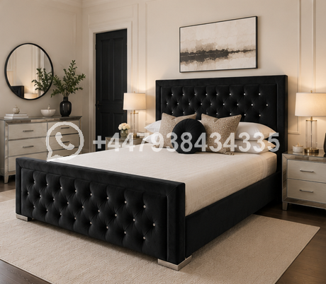 Super King Bed – Hilton Super King Size Bed – Black Modern Upholstered Bed