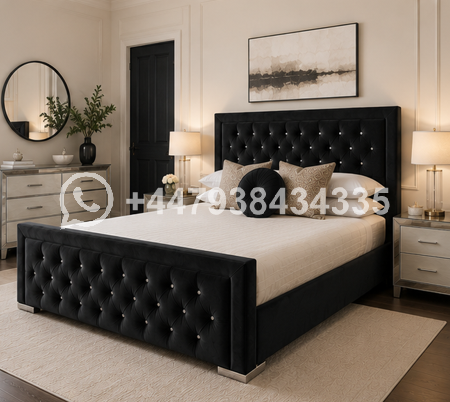 Modern Double Bed – Hilton Double Bed – Elegant Soft Headboard Bed