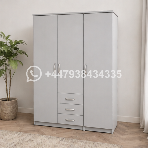 Modern Bedroom 3 Door Wardrobe with Drawers – Functional 3 Door Wardrobe with 3 Drawers - Image 4
