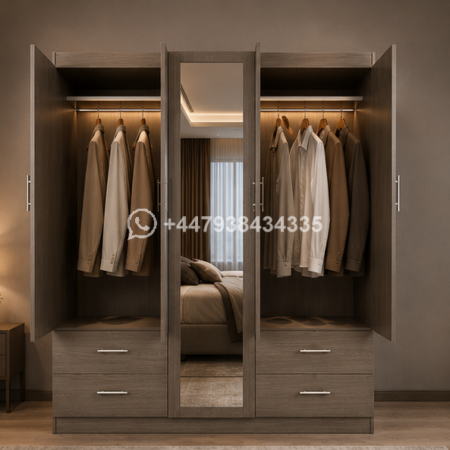 5 Door Wooden Wardrobe – 5 Door Wardrobe with 4 Drawers