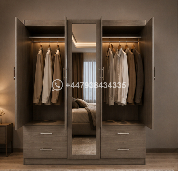 5 Door Wooden Wardrobe – 5 Door Wardrobe with 4 Drawers