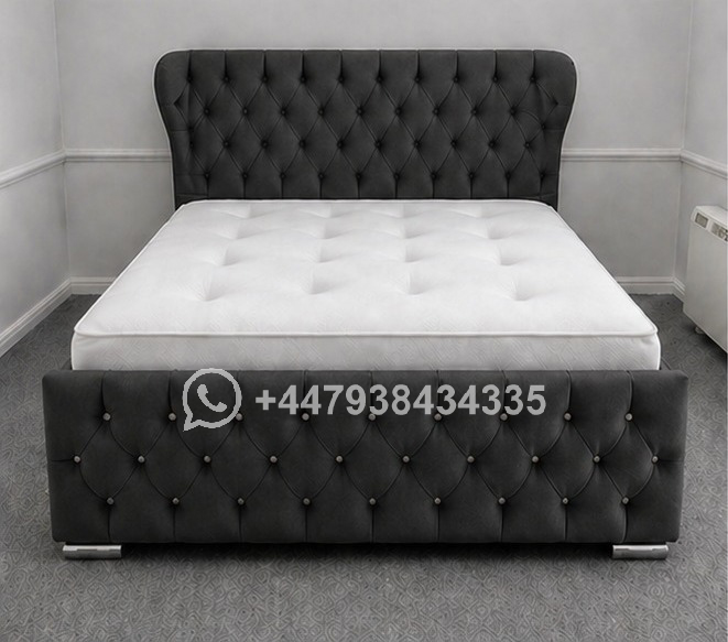 Oxford Wingback Elegant King Bed Frame