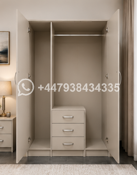 Deluxe 3 Door Wardrobe with 2 Drawers – Stylish 3 Door Wardrobe with 2 Drawers – Premium Home Furniture