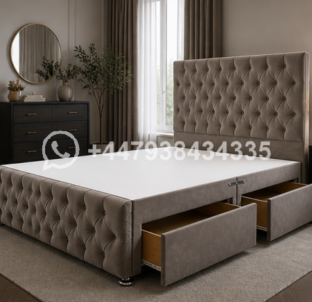 Upholstered Double Divan Bed Frame – Luxury & Comfortable Design
