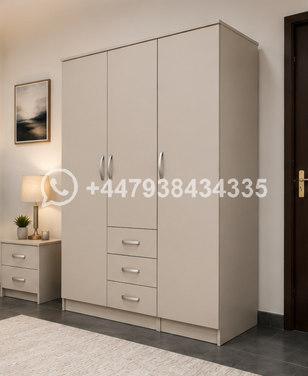 Deluxe 3 Door Wardrobe with 2 Drawers – Stylish 3 Door Wardrobe with 2 Drawers – Premium Home Furniture - Image 3