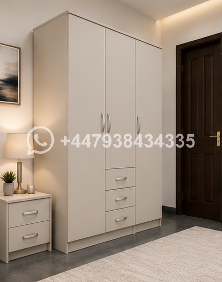 Deluxe 3 Door Wardrobe with 2 Drawers – Stylish 3 Door Wardrobe with 2 Drawers – Premium Home Furniture - Image 4