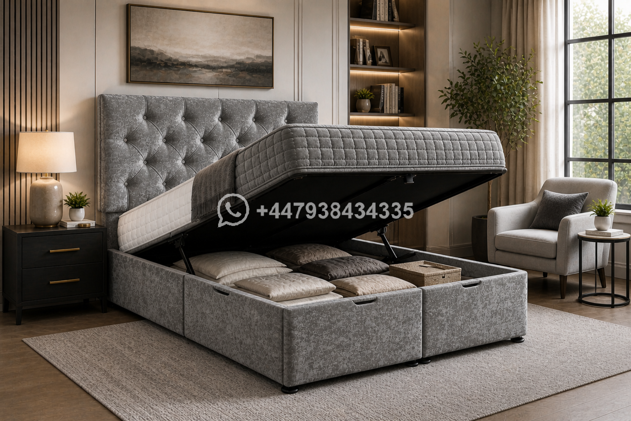 Ottoman King Bed Frame with Storage - Image 2