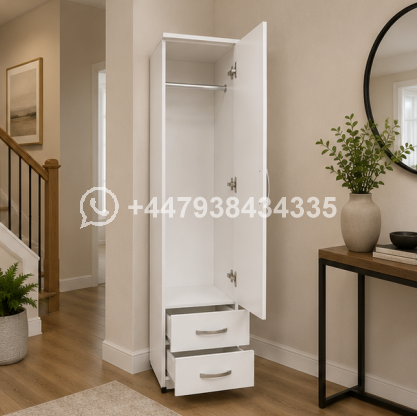 Modern Wooden One Door Wardrobe with Two Drawers