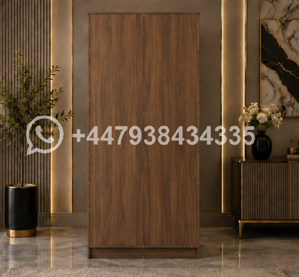 Contemporary Wooden Closet with Mirror and Drawers – Multi Storage 2 Door Wardrobe with 3 Drawers - Image 4