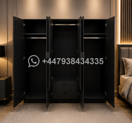Modern Royal Wardrobe with Mirror Doors – Modern Classic 6 Door Wardrobe with Mirror Storage