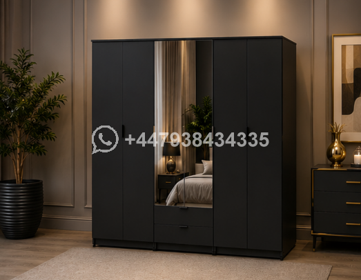 Modern Royal Wardrobe with Mirror Doors – Modern Classic 6 Door Wardrobe with Mirror Storage - Image 2