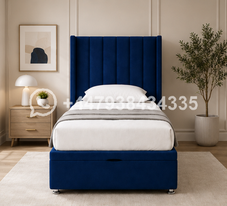 Premium Bedroom Panel Bed – Winged Headboard Comfort Bed