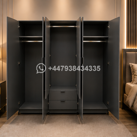 Wooden Wardrobe with 2 Drawers and with 2 Mirrors