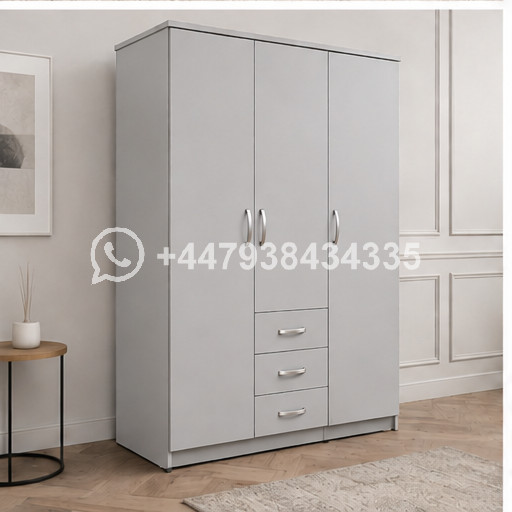 Modern Bedroom 3 Door Wardrobe with Drawers – Functional 3 Door Wardrobe with 3 Drawers - Image 3