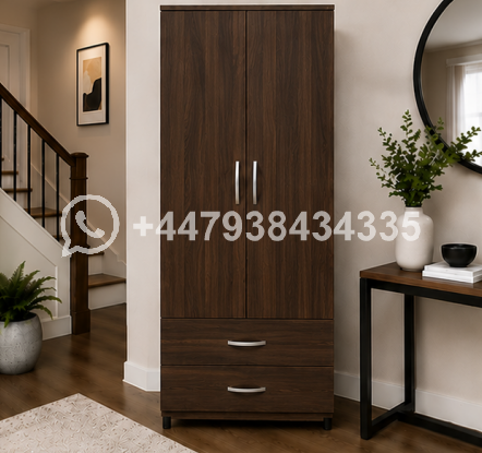Wooden Two Door Wardrobe with Two Drawers