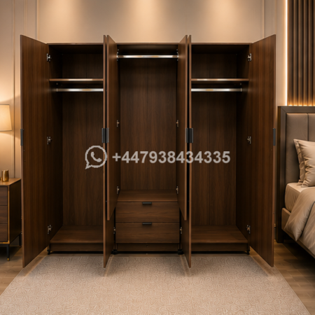 Classic Premium 6 Door Wardrobe with Mirror – Luxury Storage Cabinet with Drawers
