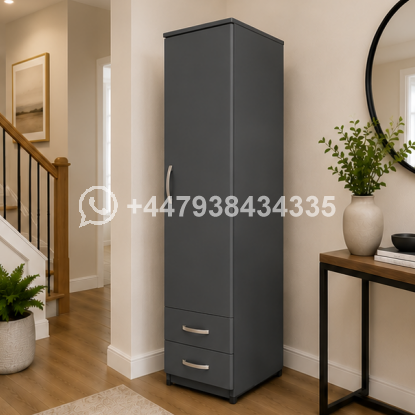 Elegant One Door Wardrobe with Two Drawers - Image 3