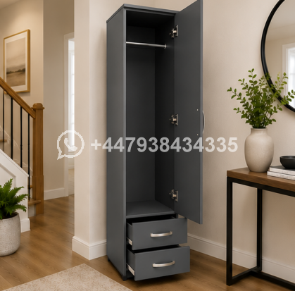Elegant One Door Wardrobe with Two Drawers - Image 5