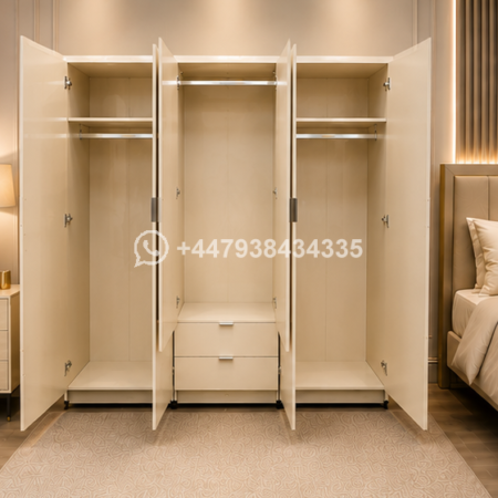 6 Door Wardrobe with Mirror and Drawers – Smart Modern 6 Door Wardrobe with Dual Mirrors – Premium Storage Solution