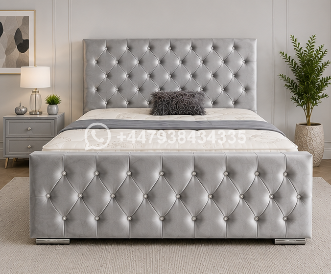 Super King Size Grey Bed Frame – Super King Size Bed for Elegant Bedrooms – Florida Wooden Super King Size Bed with Modern Style - Image 2