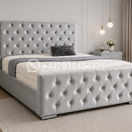 Super King Size Grey Bed Frame – Super King Size Bed for Elegant Bedrooms – Florida Wooden Super King Size Bed with Modern Style