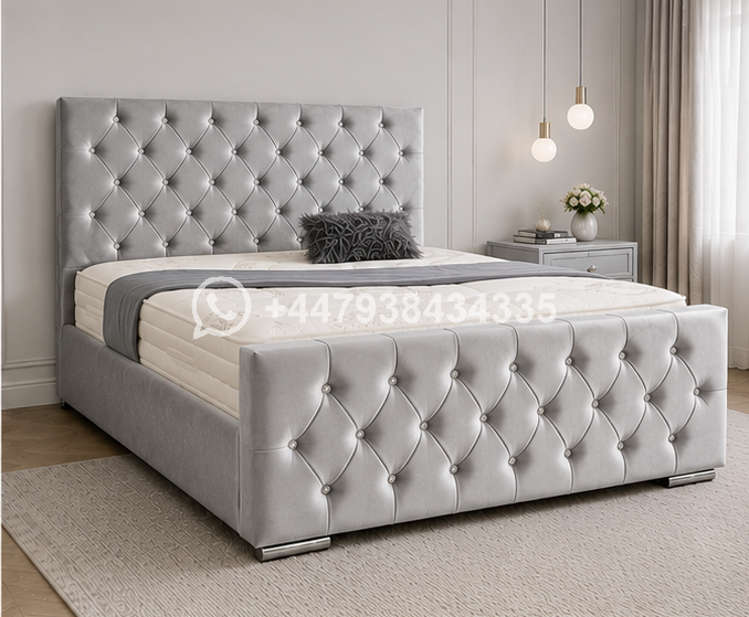 Super King Size Grey Bed Frame – Super King Size Bed for Elegant Bedrooms – Florida Wooden Super King Size Bed with Modern Style