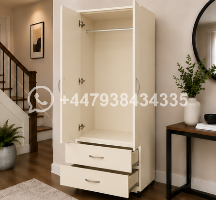 Space Saving Two Door Wardrobe with Two Drawers - Image 4