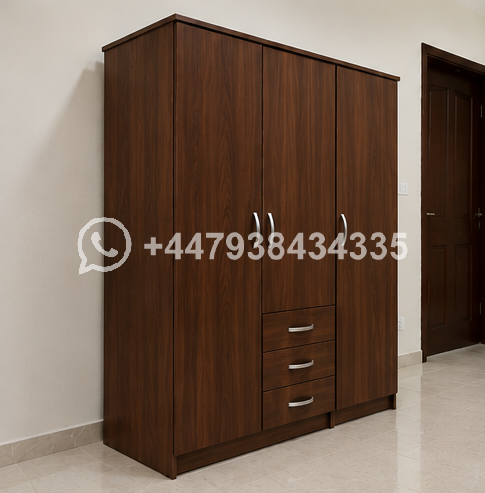 Modern 3 Door Wardrobe with 3 Drawers – Stylish 3 Door Wardrobe with 3 Drawers - Image 4