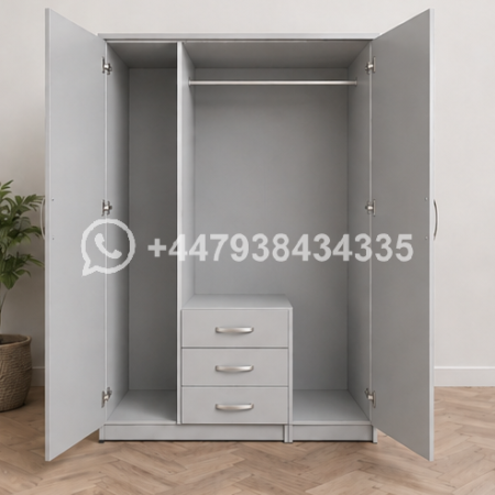 Modern Bedroom 3 Door Wardrobe with Drawers – Functional 3 Door Wardrobe with 3 Drawers