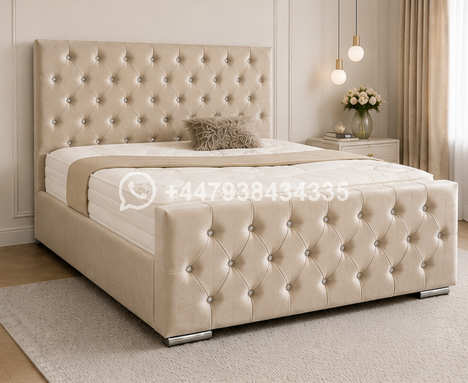 Super King Size Beige Bed Frame – Super King Size Bed for Elegant Bedrooms – Florida Wooden Super King Size Bed with Modern Style - Image 2