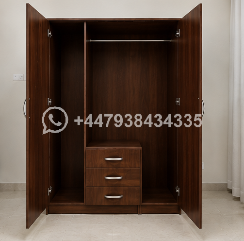 Modern 3 Door Wardrobe with 3 Drawers – Stylish 3 Door Wardrobe with 3 Drawers