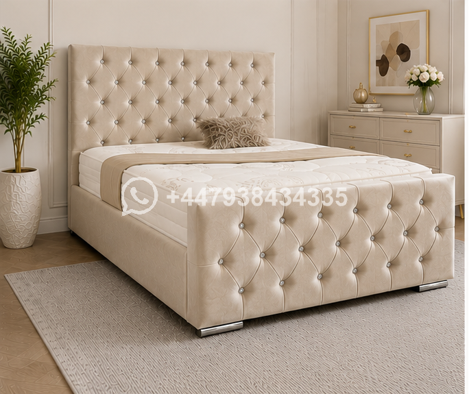 Beige King Size Bed – Modern Beige King Size Bed with Premium Finish - Image 3