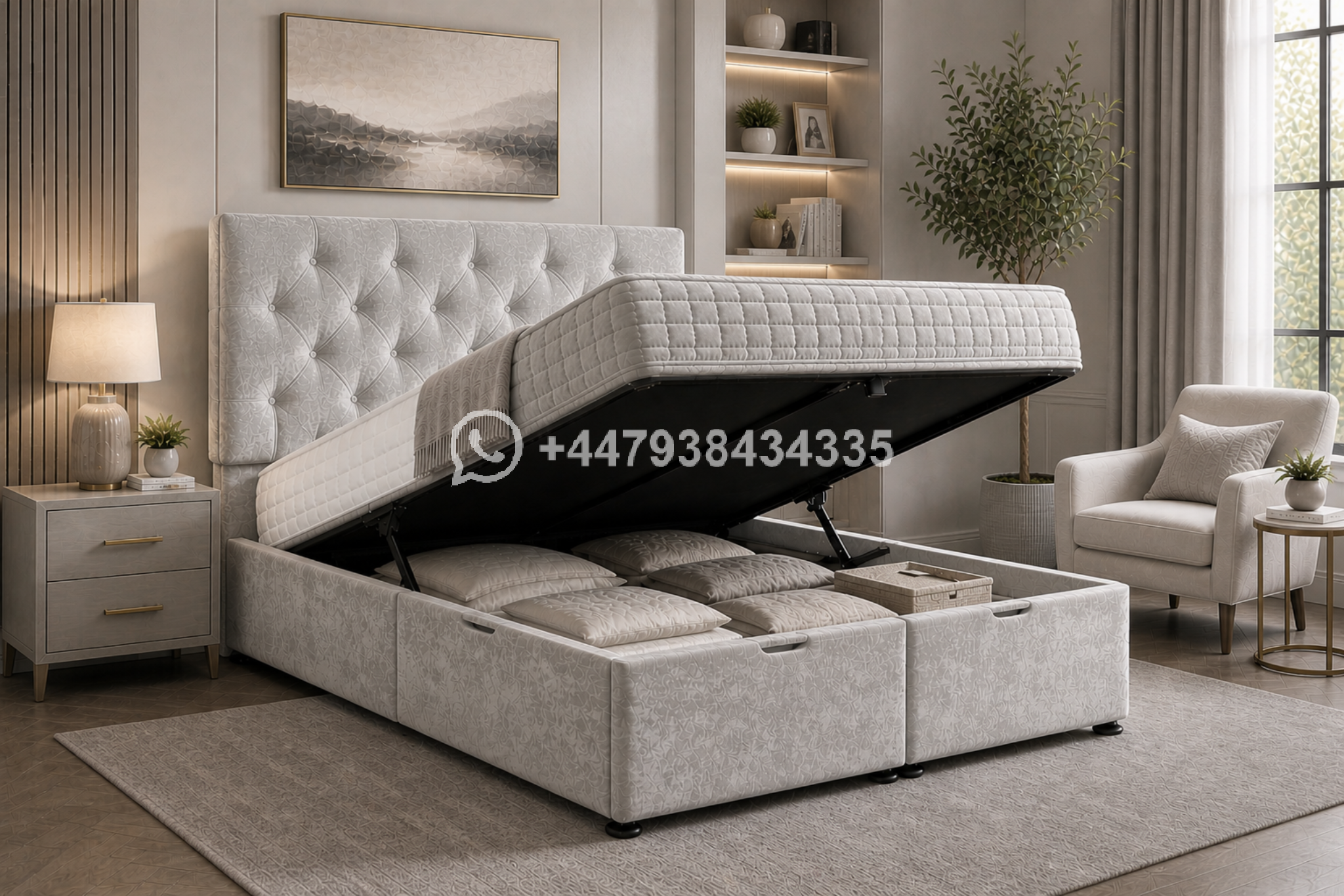 Modern Super King Ottoman Bed Frame - Image 2