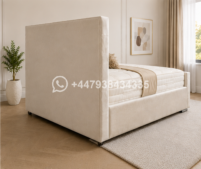 Super King Size Beige Bed Frame – Super King Size Bed for Elegant Bedrooms – Florida Wooden Super King Size Bed with Modern Style - Image 4