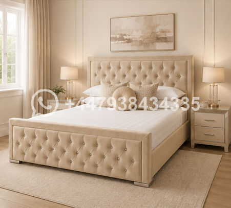 Hilton Super King Size Bed – Beige Modern Comfortable Bed – Modern Comfortable Bed