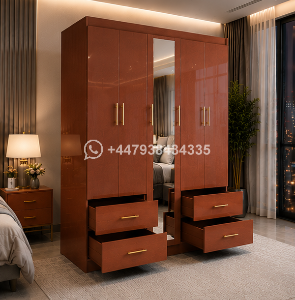 Stylish 5 Door Wardrobe with 4 Drawers and 1 Mirror - Image 2