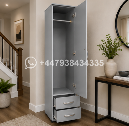Luxury One Door Wardrobe with Two Drawers - Image 5