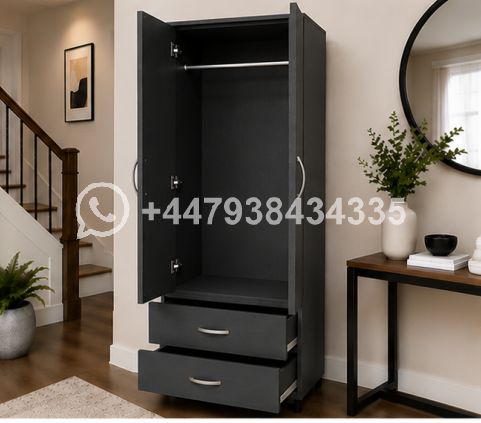 Double Door Wardrobe with Two Storage Drawers - Image 3
