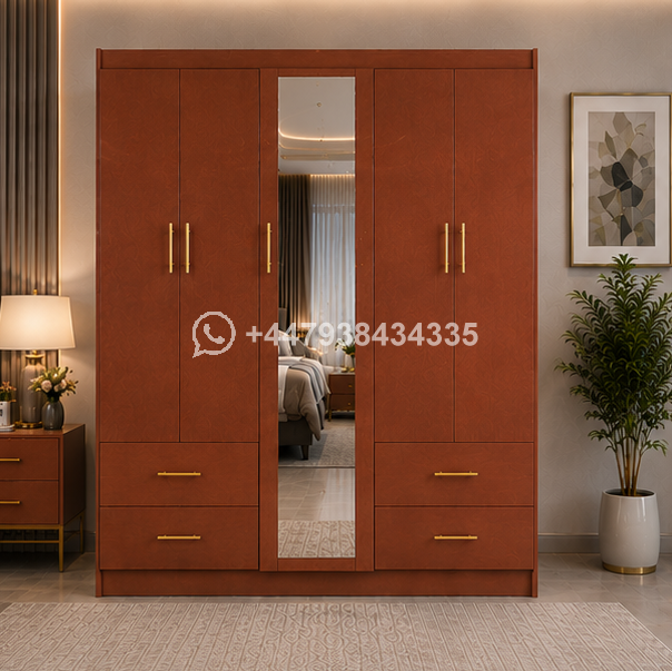 Stylish 5 Door Wardrobe with 4 Drawers and 1 Mirror - Image 3