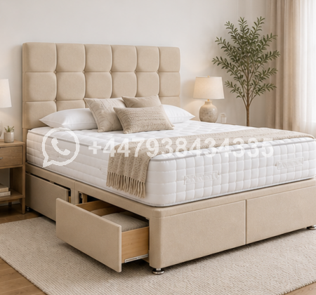 Comfortable King Size Divan Bed – Soft & Elegant Upholstery