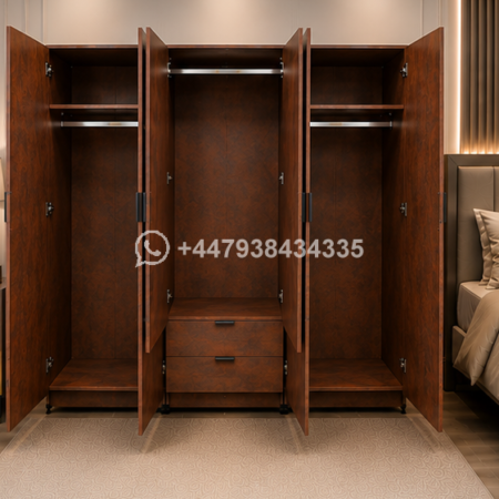 6 Door Wardrobe with Drawers – Wooden Wardrobe with Drawers – Wardrobe with 2 Mirrors